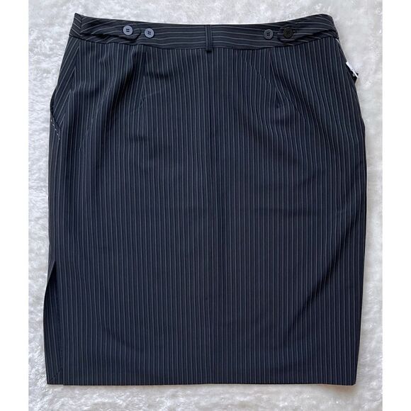 NWT LOUBEN Stretch Jet Black Pinstriped Pencil Skirt, Size 12 - Picture 10 of 11